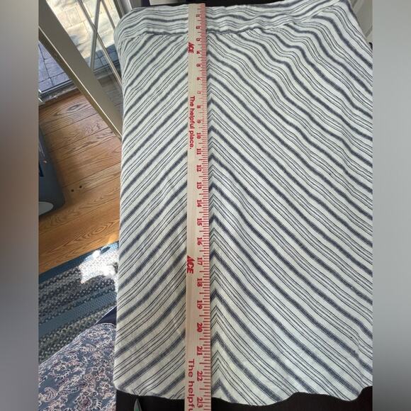 British Khaki Linen Blend Lined‎ Skirt Chevron Cream XL Cream Blue/Grey A-Line - Picture 6 of 10